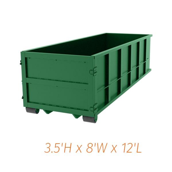 a ten yard dumpster can be placed on any paved or level surface in your driveway, yard, or parking lot